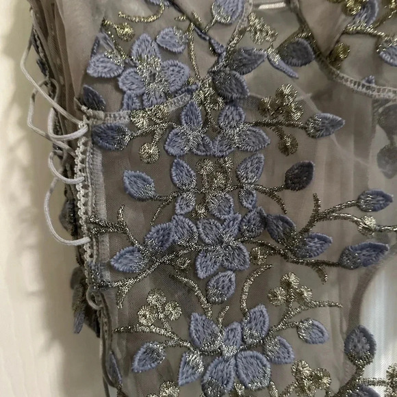 Floral Embroidered Mesh Lace-Up Teddy Bodysuit Size: Medium NWOT - Picture 5 of 8